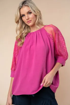 Brianna Round Neck Lace Half Sleeve Blouse