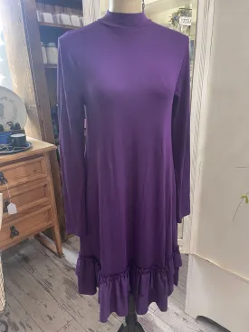 Dark Purple Ruffle Hem Dress-SIZE SMALL