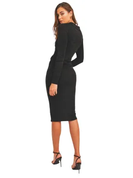 Evening Cocktail Midi Dress- Black