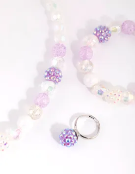 Kids Purple Fireball Mixed Bead Jewellery Set