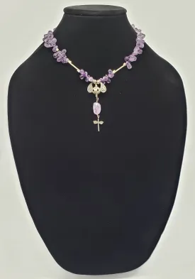 natural genuine amethyst necklace, one of a kind