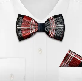 RED WOVEN BOW TIE & HANKIE SET