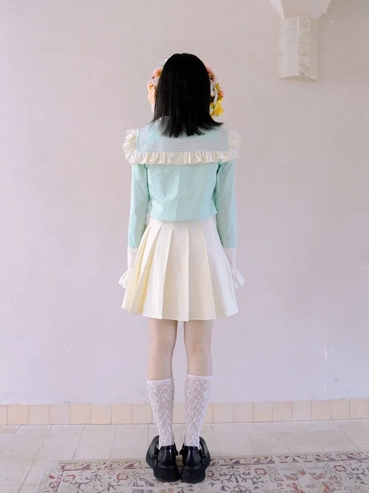 Ruffled sailor collar blouse【s0000001143】