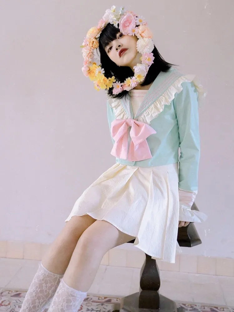 Ruffled sailor collar blouse【s0000001143】