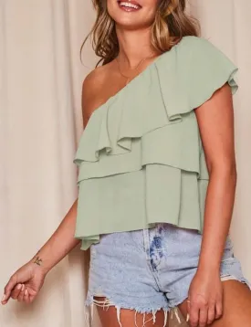 Sage // Sweet Tart One Shoulder Blouse