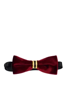 Solid Burgundy Velvet Bow Tie