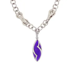 Stainless Steel Purple Pendant Necklace - Wholesale