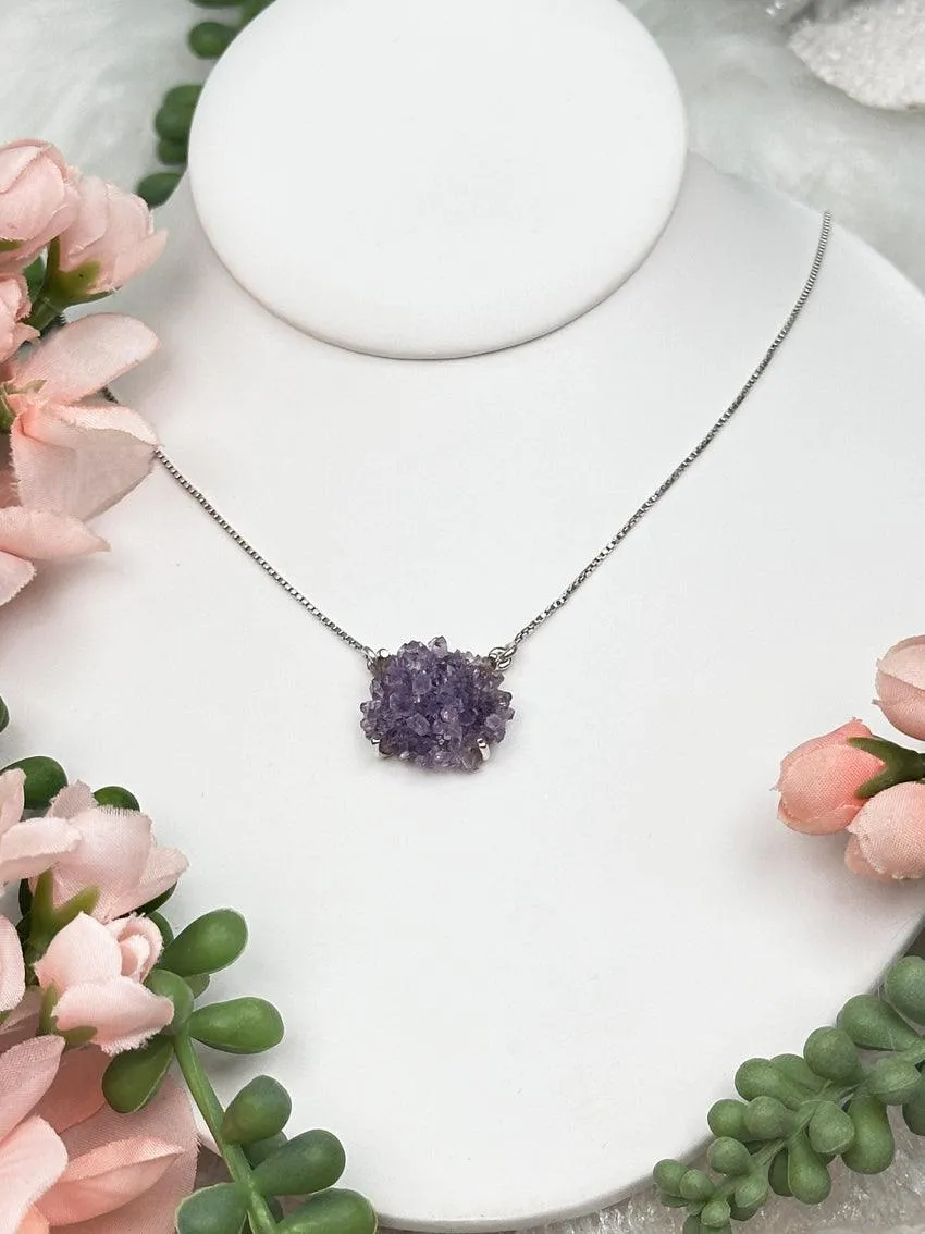 Sterling Silver Amethyst Cluster Necklace