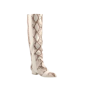 The Knee High Boot - Ivory Snakeskin