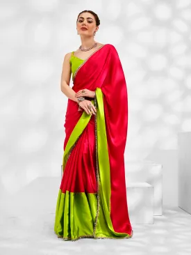 Women Party Wear Satin Saree With Un Stitched Blouse